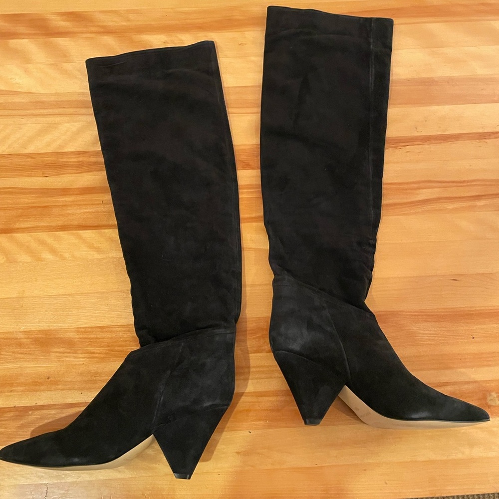 Marc fisher Black Over the Knee Boots with Pointed Toe and Slouchy Shaft